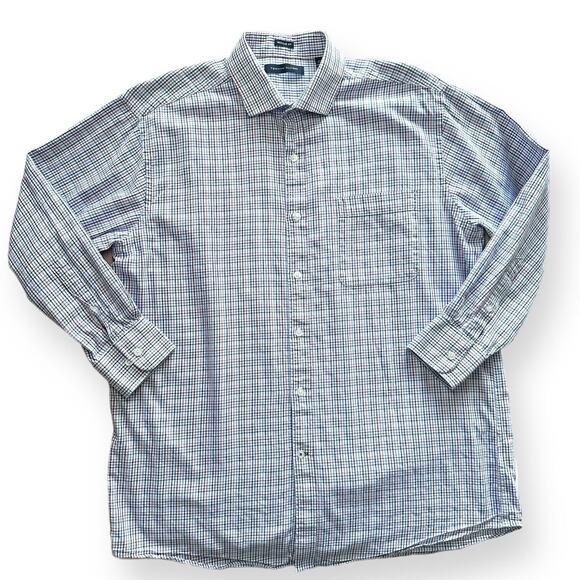 TOMMY HILFIGER Button Up Check Shirt Preppy Nautical Blue Purple 16 1/2 Large - Picture 2 of 11